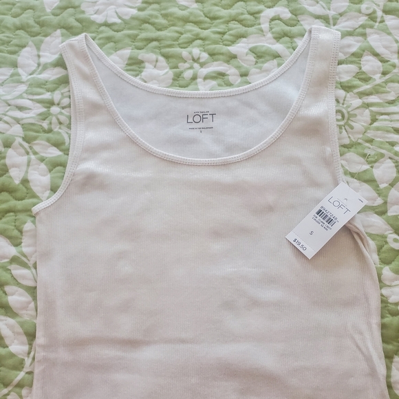 LOFT NWT SOFT GOLD SHIMMER WHITE TANK TOP - Picture 6 of 6